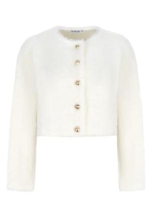 Белый кардиган пушистый teddy на пуговицах o.taje