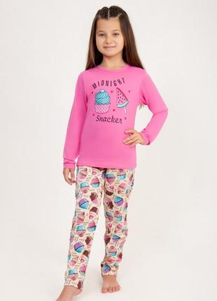 Легкая хлопковая пижама для девочки арбузы, пирожные, барашки4 фото
