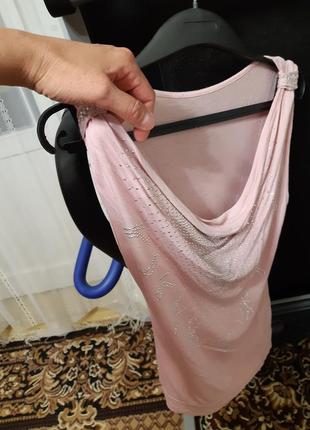 Нежная блузка, со стразами цвета розовой пудры2 фото