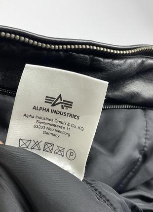 Бомбер куртка кожаный alpha industries черный9 фото