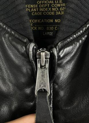 Бомбер куртка кожаный alpha industries черный