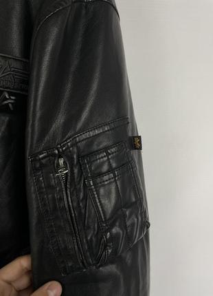 Бомбер куртка кожаный alpha industries черный