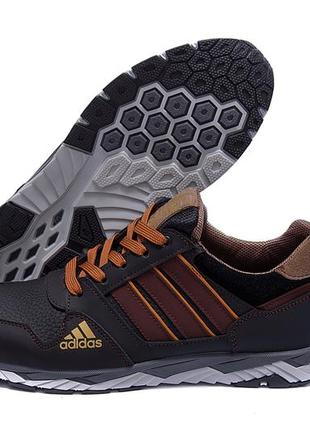 Чоловічі шкіряні кросівки adidas tech flex brown6 фото