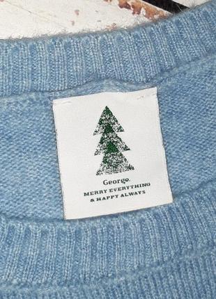 1+1=3 стильный нежно-голубой новогодний свитер оверсайз george, размер 48 - 506 фото