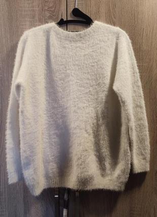 Оверсайз свитер / белый свитер / молочный свитер / пушистый свитер