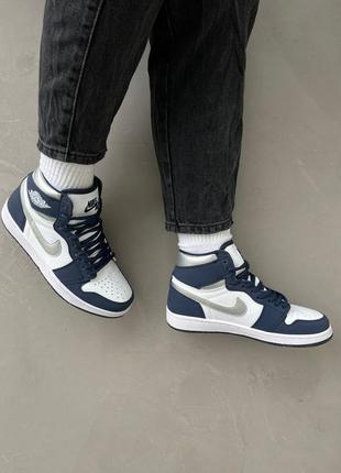 Кроссовки jordan 1 retro navy blue/white