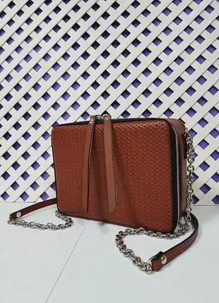 Сумка женская "квадро" натуральная кожа, 641 глина плетенка