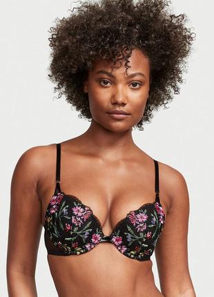 Бюстгальтер push up victoria's secret кружевной черный very sexy  оригинал виктория сикрет