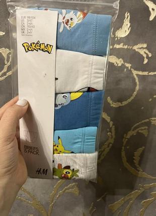 2 - 4 роки h&m нові фірмові труси трусики упаковка трусів хлопчику 5 пар pokémon покемон4 фото