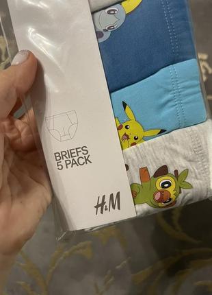 2 - 4 роки h&m нові фірмові труси трусики упаковка трусів хлопчику 5 пар pokémon покемон6 фото