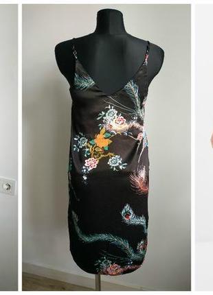 Платье шелковое росписное river island платье женское черное шелковое платье5 фото