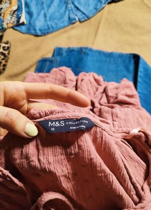 Marks spencer платье розовое пудровое с длинным рукавом на завязках базовое классическое5 фото