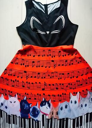 Новогоднее платье с котиками