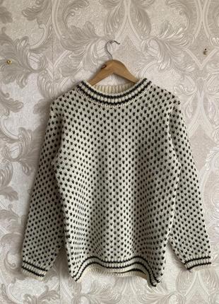 Біла шерстяна вязана кофта світшот худі олімпійка лонгслів пуловер джемпер светр devold dale of norway оригінал