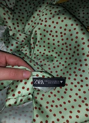 Шикарная блуза разлетайка атласная в горох zara4 фото
