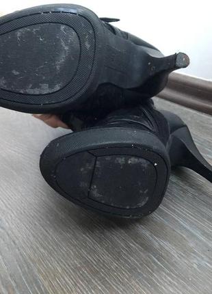 Черные зимние туфли centro сапожки на каблуке застежками теплые на шпильке с мехом8 фото