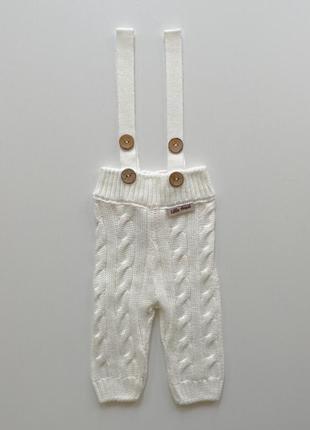 Белый плетеный свитер кофта и штанишки на подтяжках little angel (штани косички плетеные!)5 фото