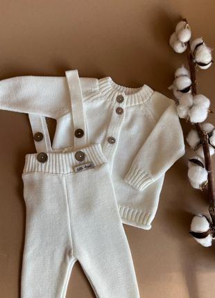 Белье плетеное кофта свитер и вязаные штанишки на подтяжках little angel (штанцы косичкой плетеные!)5 фото