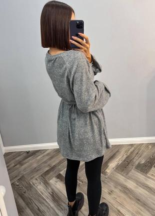 Туніка з ангори з довгими рукавами вільного крою з поясом тепла подовжена кофта...