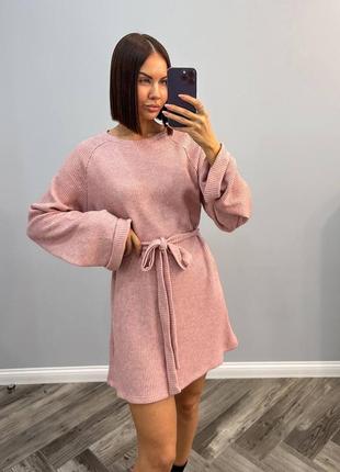 Туніка з ангори з довгими рукавами вільного крою з поясом тепла подовжена кофта...