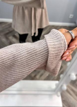 Туніка з ангори з довгими рукавами вільного крою з поясом тепла подовжена кофта...