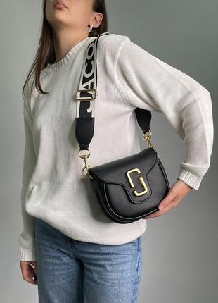 Жіноча сумка marc jacobs small saddle bag black/gold