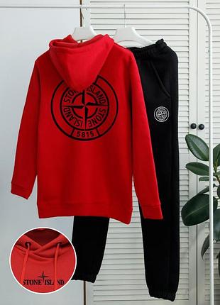 New! зима, теплый спортивный костюм stone island (флис)