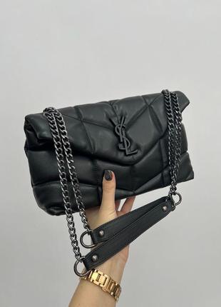 Жіноча сумка yves saint laurent puffer small chain bag in quilted lambskin