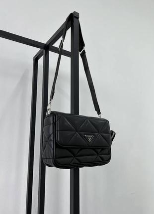 Женская сумка prada re-nylon padded shoulder black2 фото