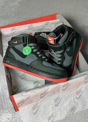 Кроссовки nike air force 1 mid 07 black red