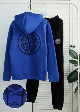 New! зима, теплый спортивный костюм stone island (флис)