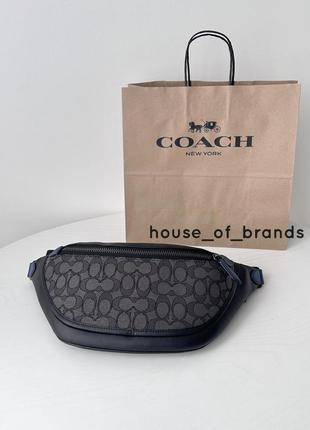 Чоловіча брендова шкіряна сумка бананка coach league belt bag оригінал поясна сумочка коач коуч шкіра на подарунок чоловіку подарунок хлопцю