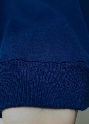 Спортивна куртка тепла вовняна кофта на блискавці з коміром синя білі смуги чоловіча10 фото