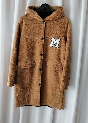 Пальто кардиган шубка накидка хутро плюш тедді каракуль баранчик на плюші демісезон плечі від шва до