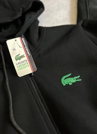 Стильный теплый мужской костюм lacoste черного цвета4 фото