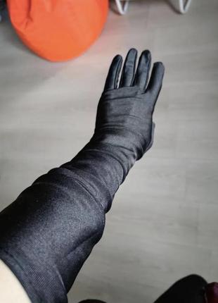 Длинные черные,красные,шампань,белые перчатки атлас,атласные