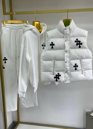 Трійка костюм теплий у стилі chrome hearts 🎁