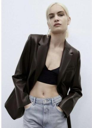 Жакет з еко шкіри zara піджак еко-шкіра mango пиджак stradivarius