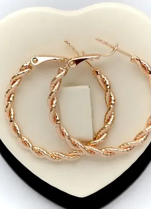 Сережки-кільця xuping m&l діаметр 25 мм. (медичне золото)1 фото