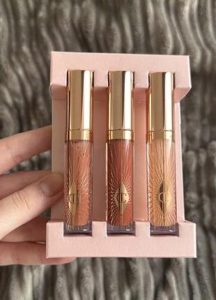 Charlotte tilbury collagen lip bath icons - лимитированный набор коллагеновых блесков для губ в мини формате8 фото