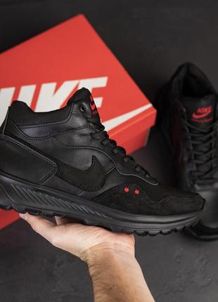 Чоловічі зимові шкіряні кросівки nike venture runner black2 фото