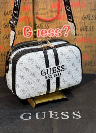 Сумка белая женская guess сумка маленькая  гесс сумочка клатч кросс-боди