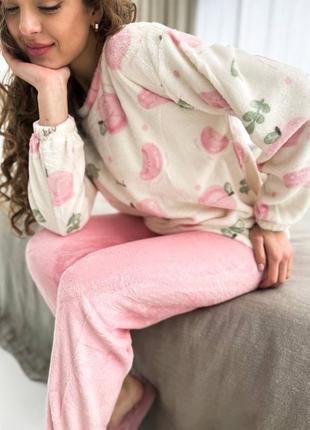 Жіноча махрова піжамка кофтинка та штанці8 фото