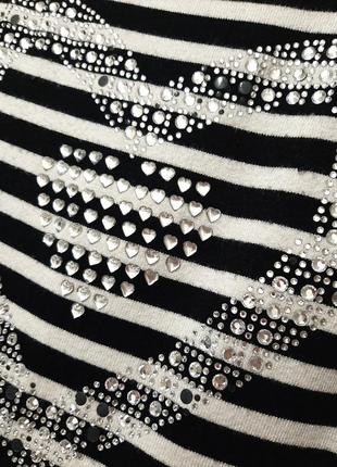 Tiramisu трикотажне тепле плаття в смужку чорна/біла з короткими рукавами термострази жіноче6 фото