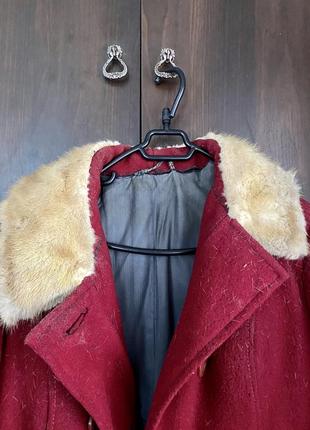Зимнее суконное пальто с норкой2 фото