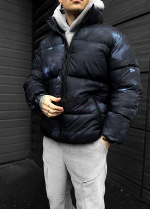 Мужская зимняя куртка черная без капюшона короткая до -25*с пуховик дутый (b)