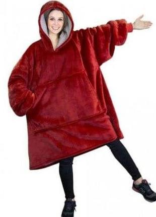 Толстовка — плед із капюшоном huggle hoodie blanket, плед із рукавами (червоний)