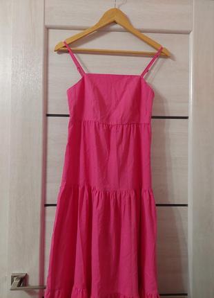 Розовое длинное ярусное платье сарафан primark примарк3 фото