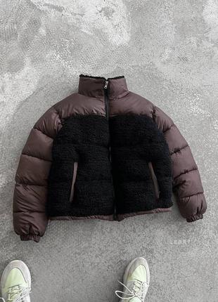 Чоловіча зимова куртка чорна плюшева до -20 *с пуховик короткий без капюшона (b)3 фото
