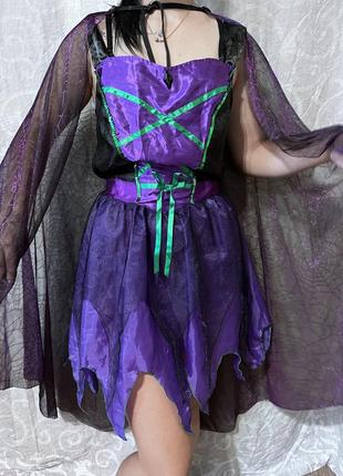 Карнавальное платье костюм ведьма с накидкой капюшоном